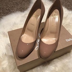 Authentic simple pump nude 85mm red bottoms